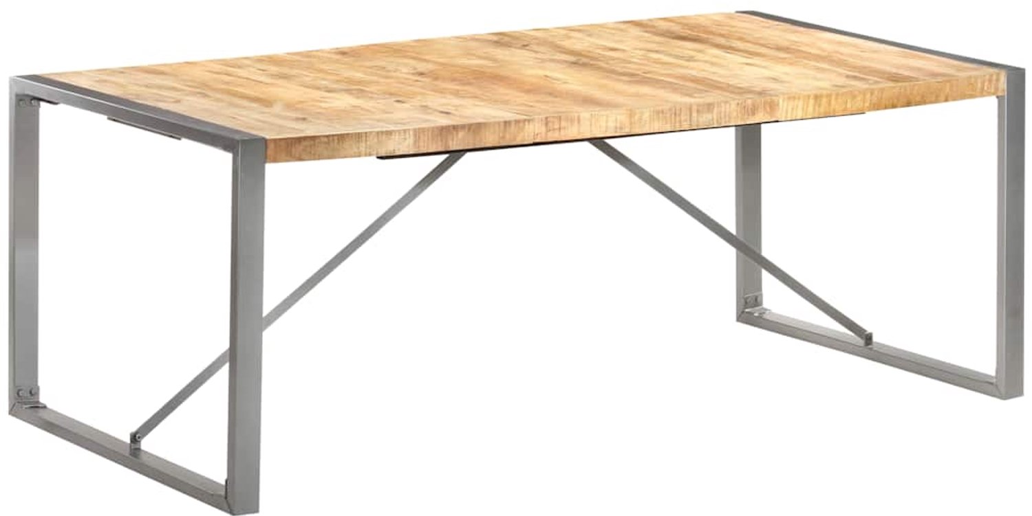vidaXL Eettafel - 200x100x75 - cm - massief - ruw - mangohout bruin en grijs