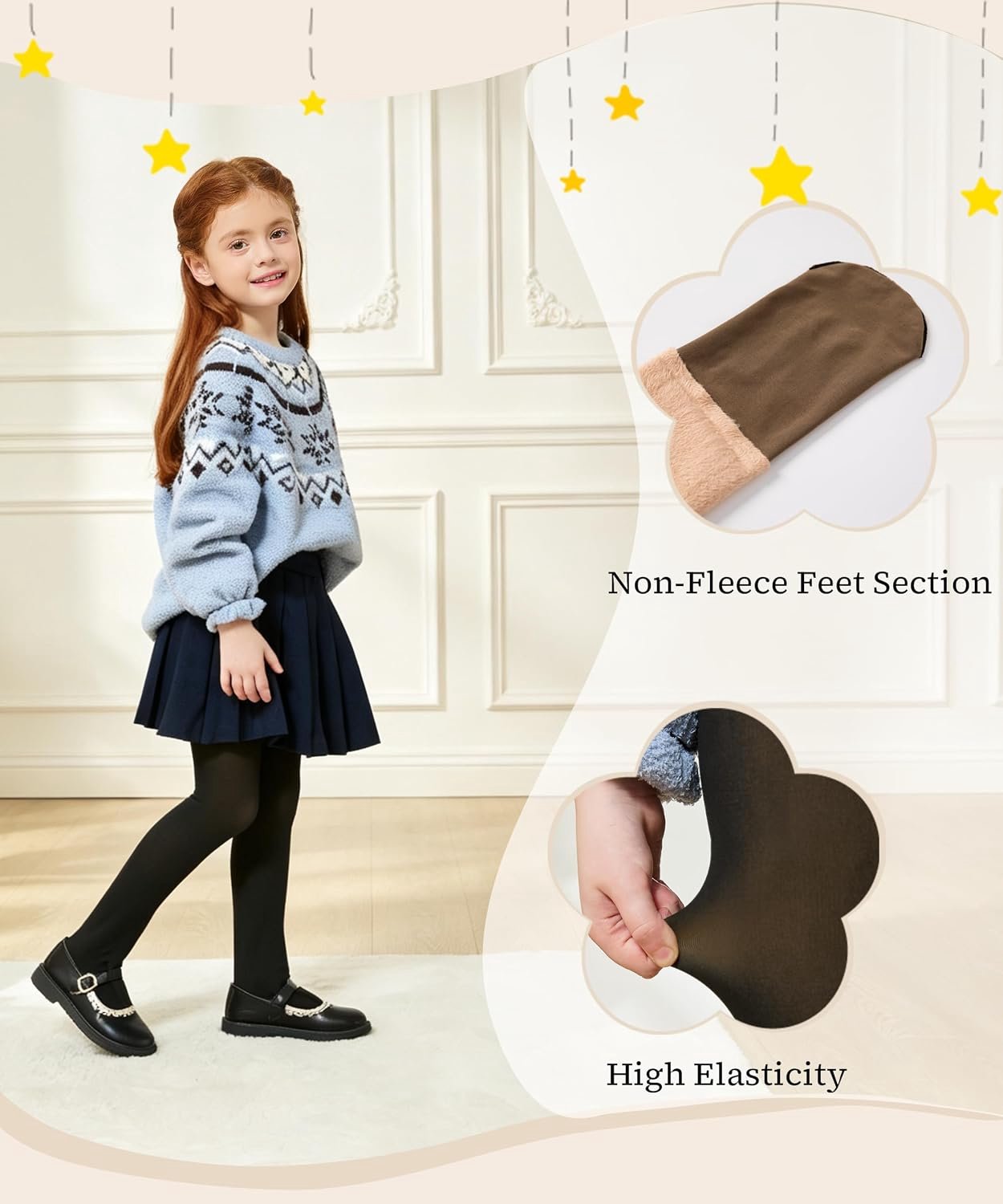 Maillots Meisjes Thermisch met Fleece Warm en Opaak