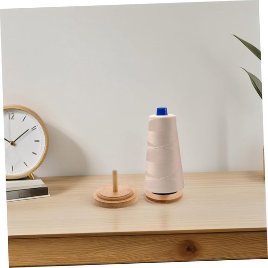 1 Set Spoel houder Garenspanner Garen opslag Eenvoudige garenhouder Ecologische garenhouder Tanglevrije opslag ambachtelijke organisator houten bolletjes houder breien Khaki — afbeelding 3