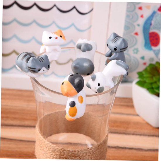 6 Stuks Katten Speelgoed Voor Binnenkatten Miniatuur Tuin Miniaturen Plastic Kattendecoratie Kinderen Vrienden Familie — afbeelding 4