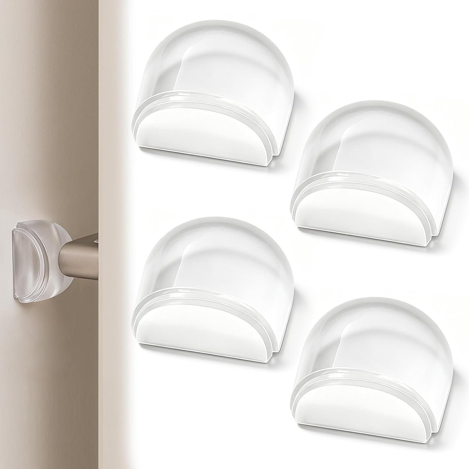 Deurstopper voor de vloer, [set van 4] deurstoppers, transparant, zelfklevend, wand- en meubelbescherming voor houten - ShopVlot