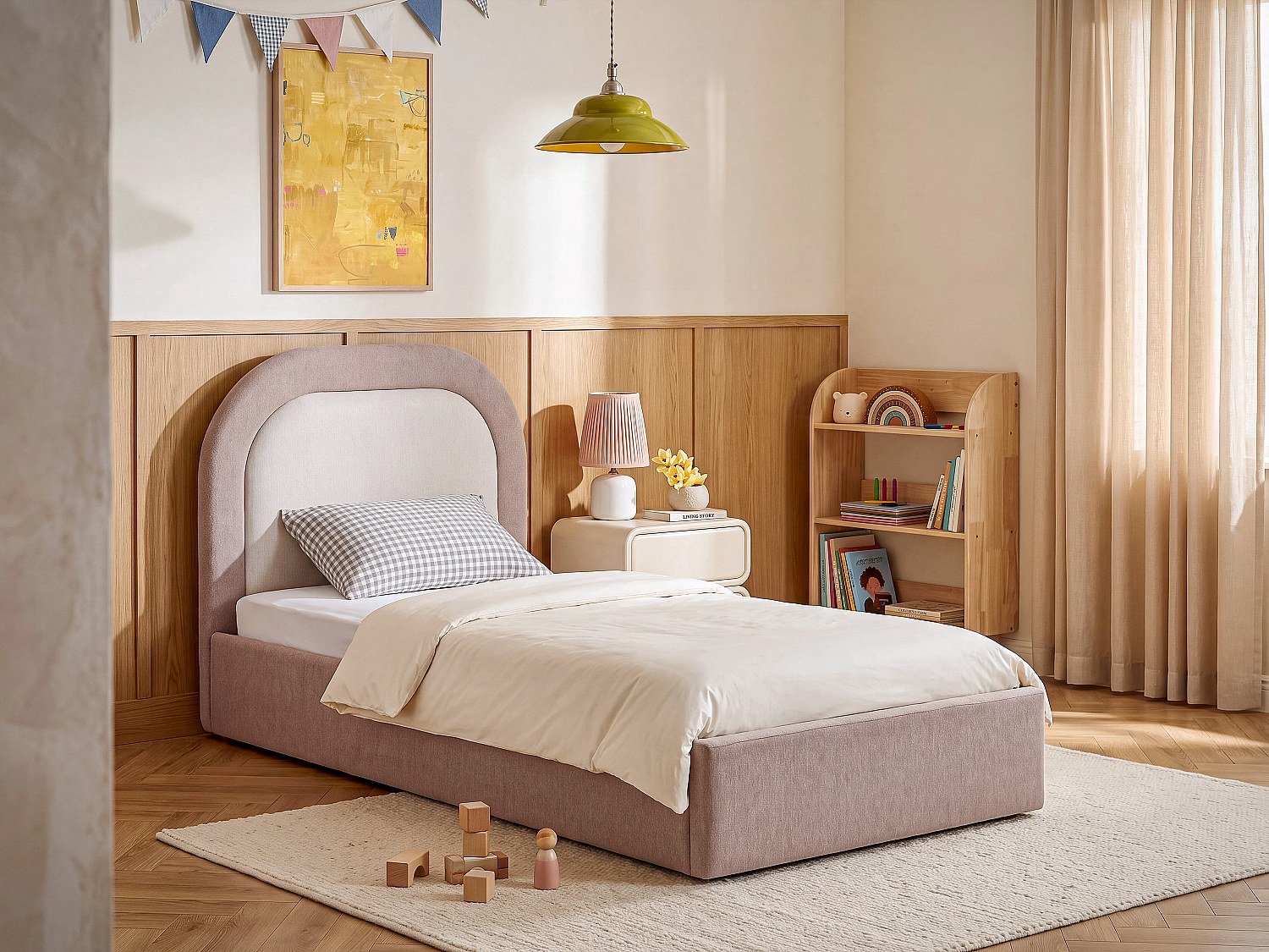 Vente-unique Bed met opbergruimte stof taupe, beige 90 x 190 cm