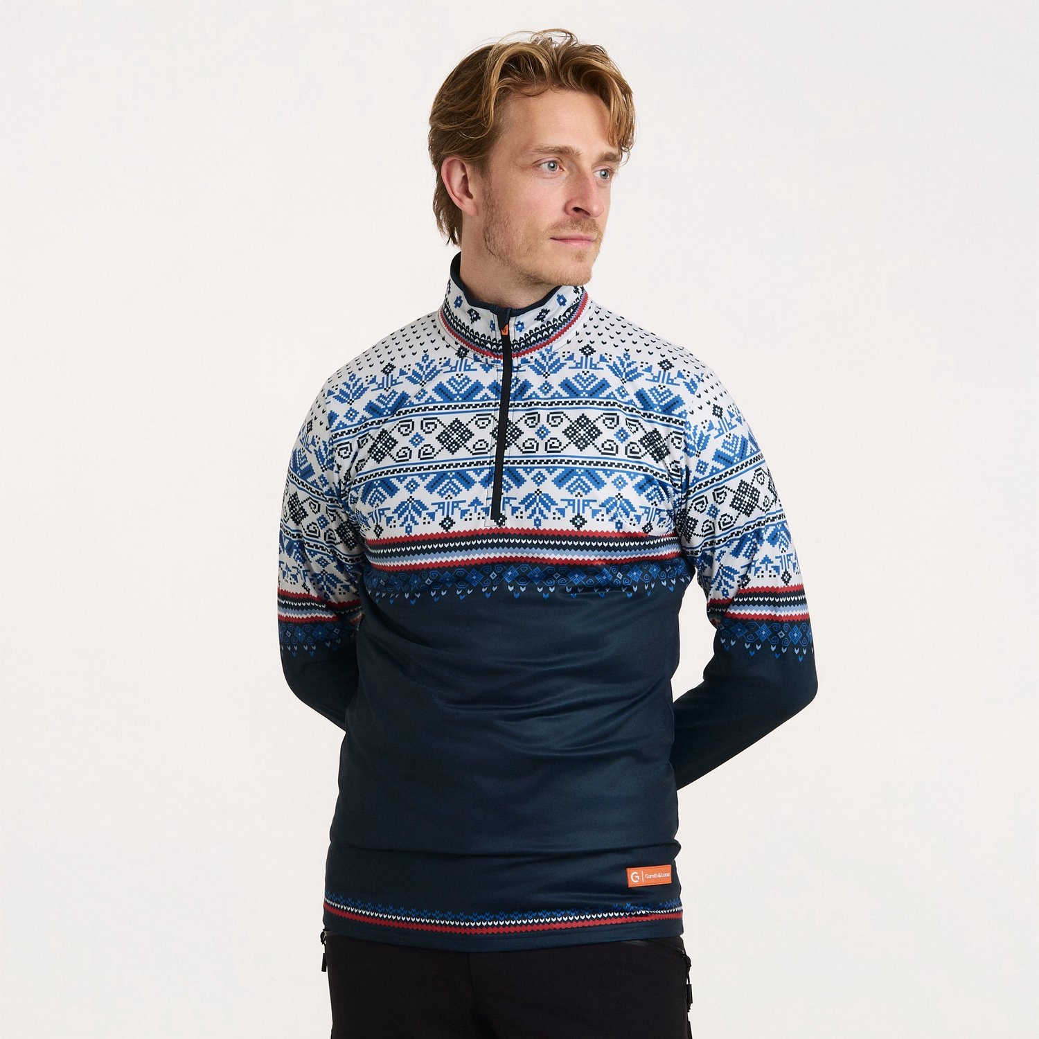 Gareth & Lucas - EVO Skipully Nordic - S - 100% Gerecycled Polyester - Heren - Midlayer Sportshirt - Wintersport