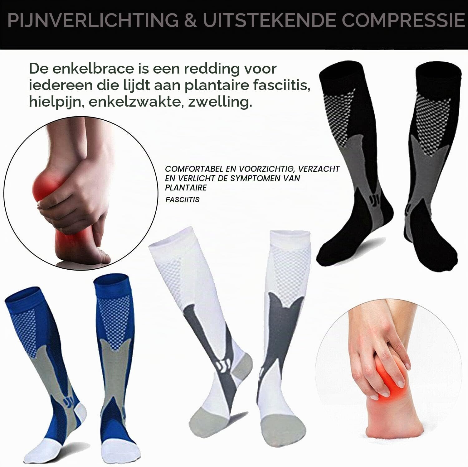 3 Paar Compressiekousen voor Thrombose, Sport en Reizen - Ideaal voor Mannen en Vrouwen