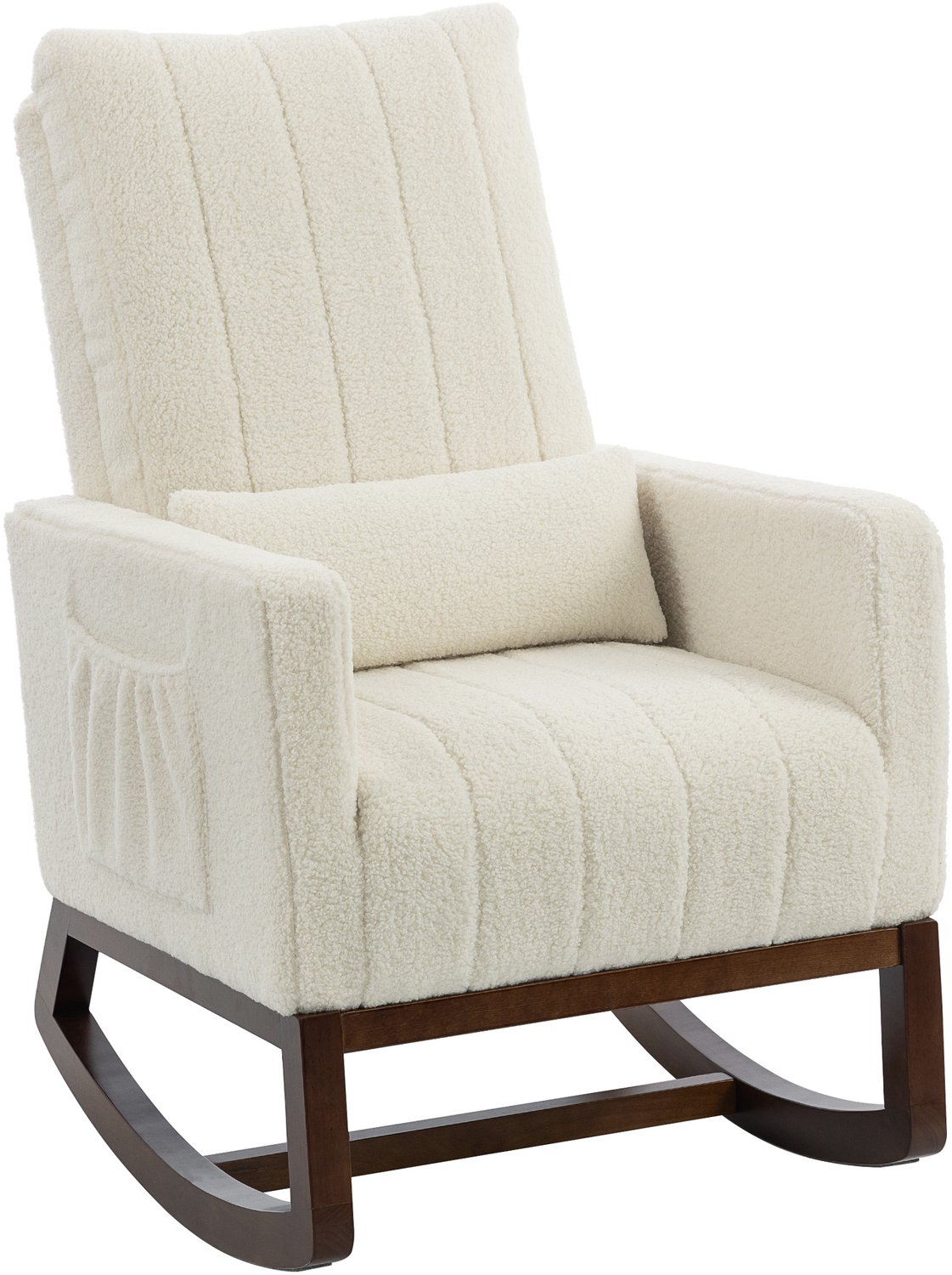 HOMCOM Schommelstoel Sneeuwflanel (100% Polyester) - 67 x 97 x 110 cm - Crème