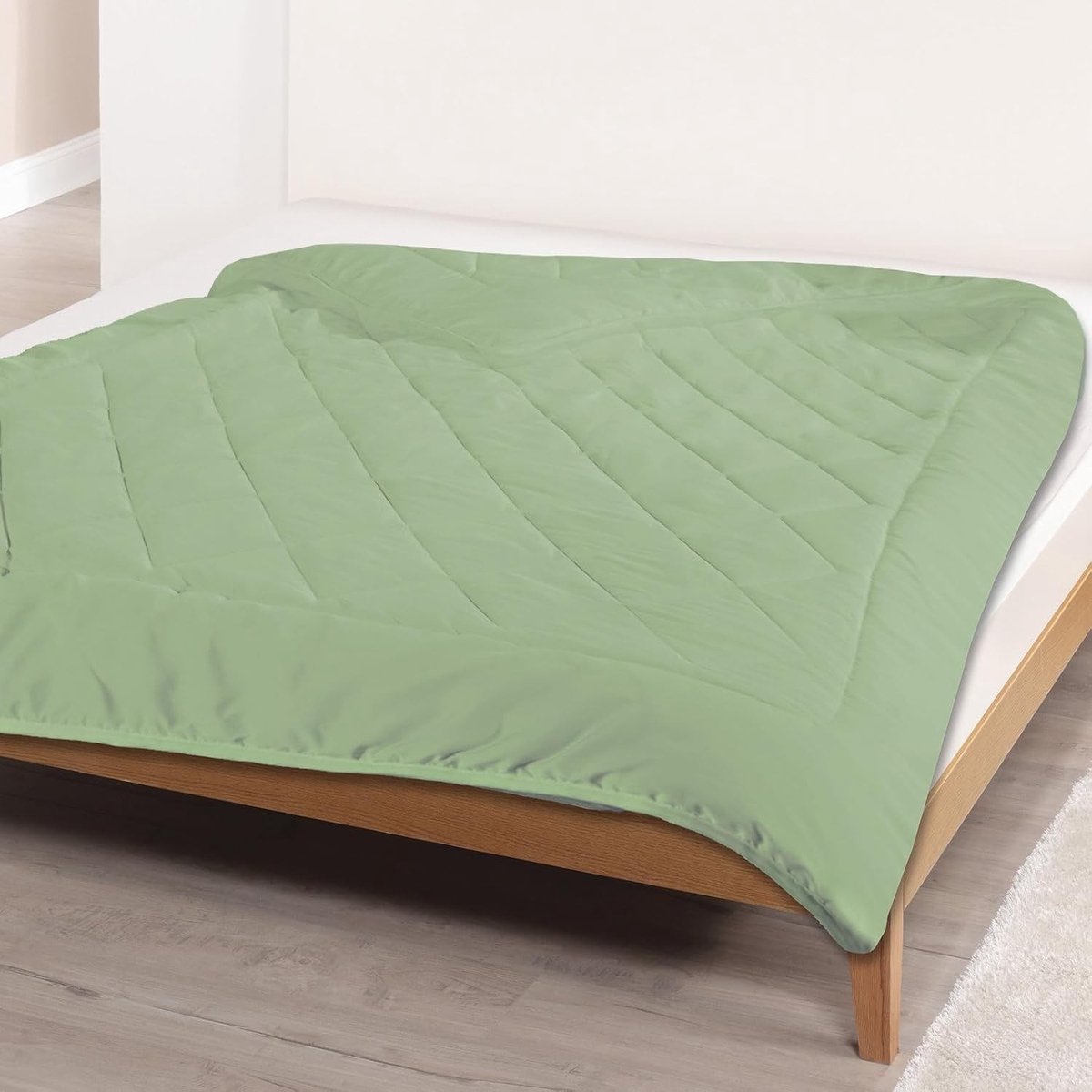 Dekbed zonder overtrek - Groen - 135 x 200 cm - Licht Zomerdekbed met Steppen - Voor Mensen met Allergie
