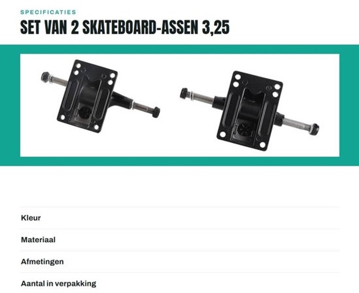 Dailygoods- Skateboard-assen 2 stuks - Hoogwaardig/Robuust