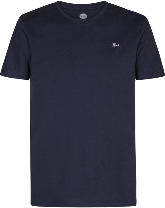 Donkerblauw t-shirt met korte mouwen en geborduurd wit Petrol Industries logo op de borst.