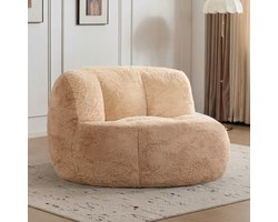 DESMIU Zitzak 106 x 110 x 77 Cm - Loungestoel Met Rugleuning, Antislip Bodem En Handgreep - Voor Binnen - Imitatiebont - Multicolor