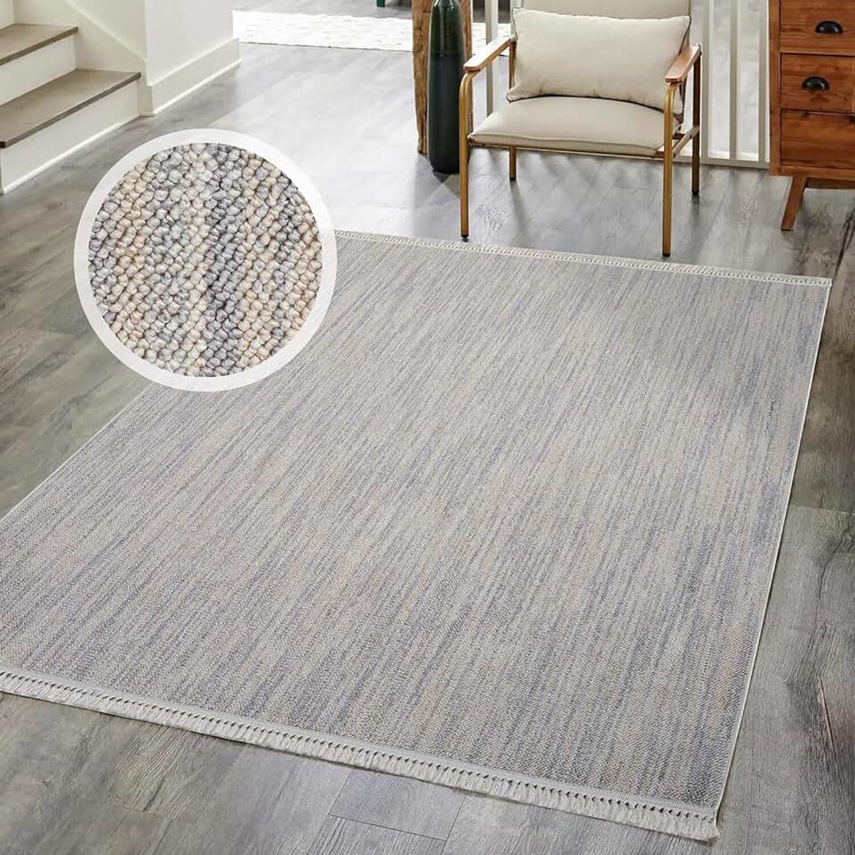 Carpet city Kortfluweeltapijt Woonkamer Grijs - 160x230 cm - Effen, Gemêleerd - Fransen-tapijten Modern, Boho voor Slaapkamer, Eetkamer
