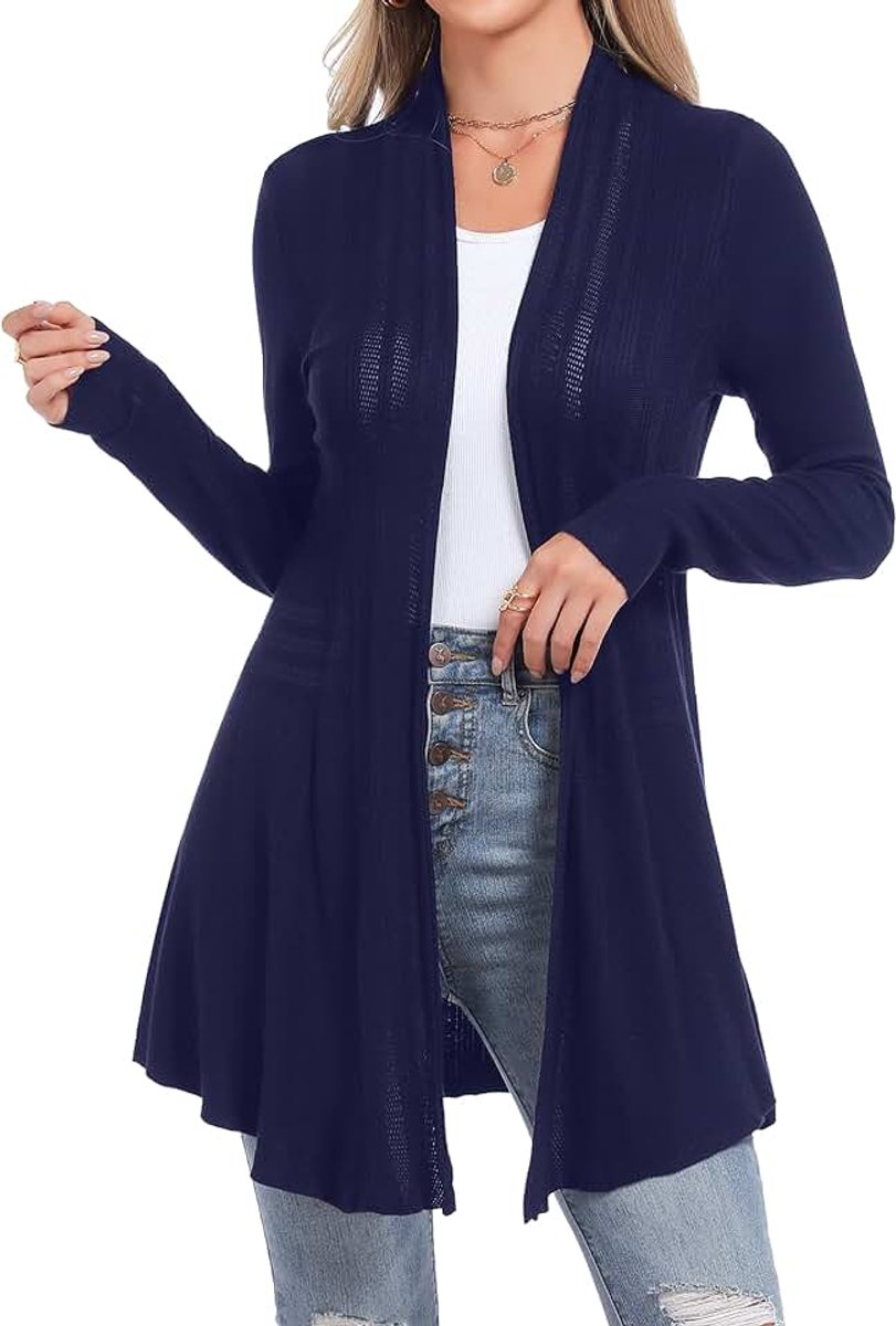 Sykooria Dames Knit Cardigan Dames Vest Lang Vest Gebreide Trui Uitloper Lange Mouw Herfst Casual Open Jumper dames truien cardigan
