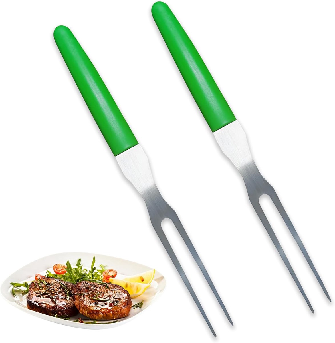 Vleesvork van roestvrij staal, 29 cm vleesvork met ergonomische handgreep, trancheervork voor restaurant, keuken, BBQ