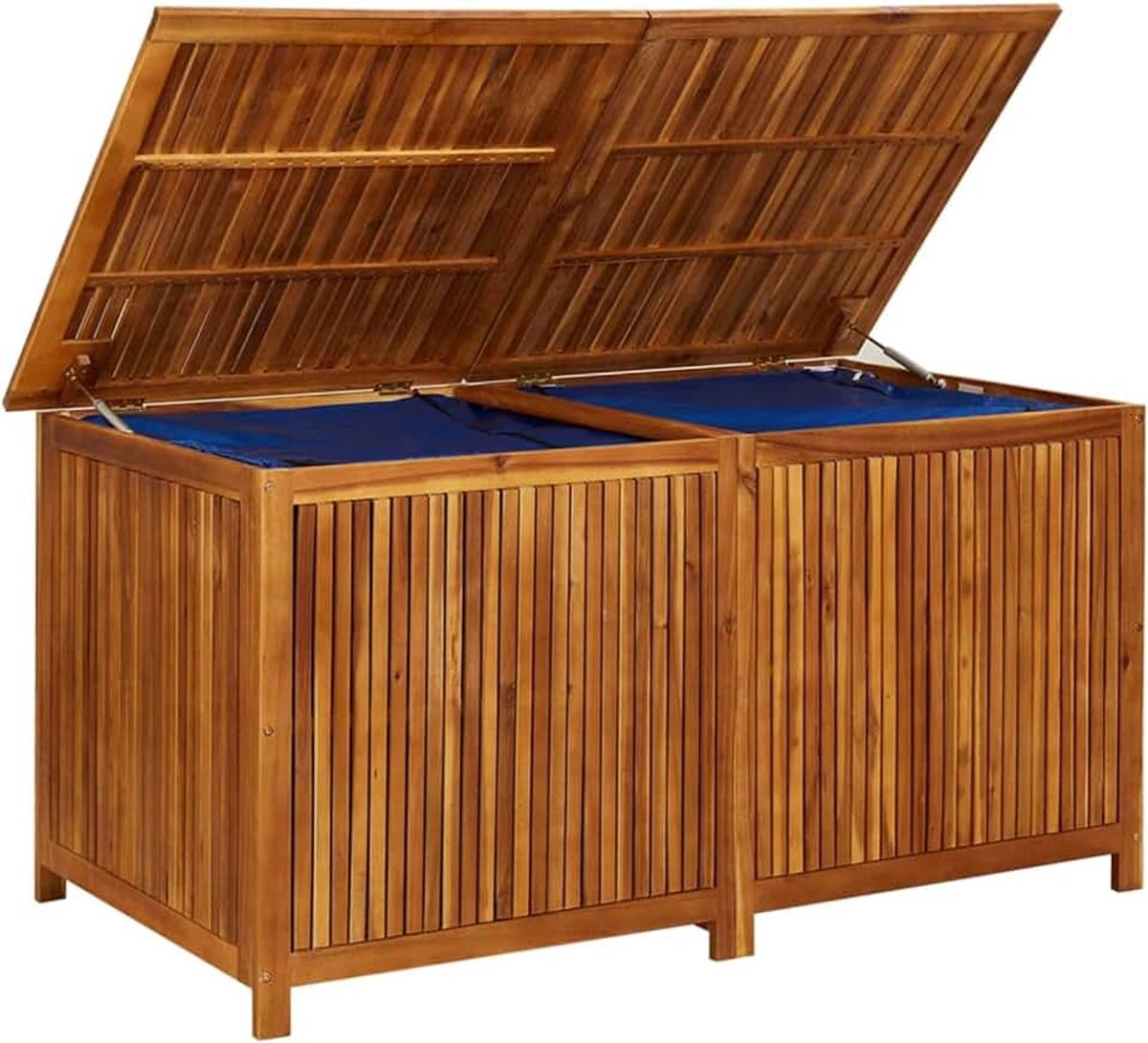 Opbergdoos voor de tuin, kist voor buiten, houten bank, tuinbank met opslag, 150 x 80 x 75 cm, van massief acaciahout