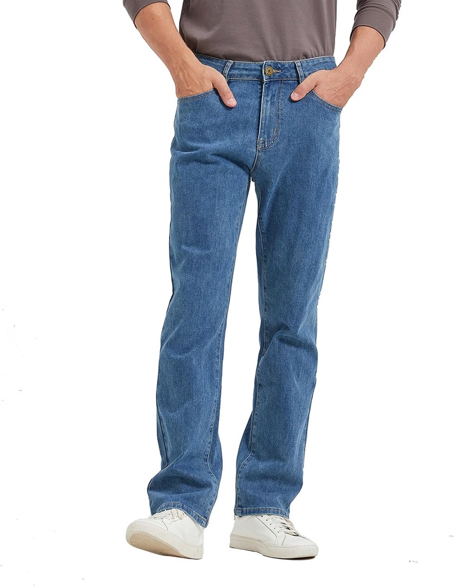 Jeans - regular fit denim broek, sweatjeans heren met gewassen denim-look