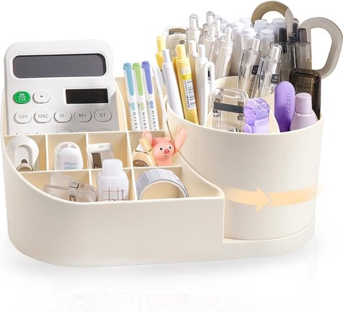360 graden draaibare bureau-organizer met pennenhouder - wit - geschikt voor kantoorbenodigdheden, schrijfwaren, knutselwerk en cosmetica
