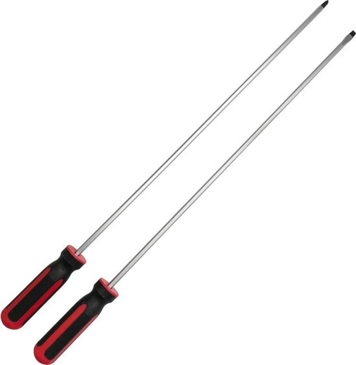 2 x extra lange schroevendraaier schroevendraaiersleutel 450 mm SLEUF 6 mm kruis PH2 (magnetische gleufschroevendraaier + kruiskopschroevendraaier)