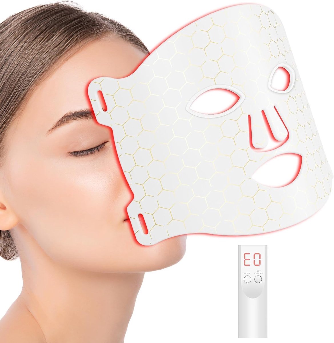 LED-masker voor het gezicht met 7 kleuren, rood licht masker voor het gezicht, oplaadbare LED-gezichtsmasker voor huidverjonging, anti-veroudering, anti-rimpel, rood licht gezichtsmasker