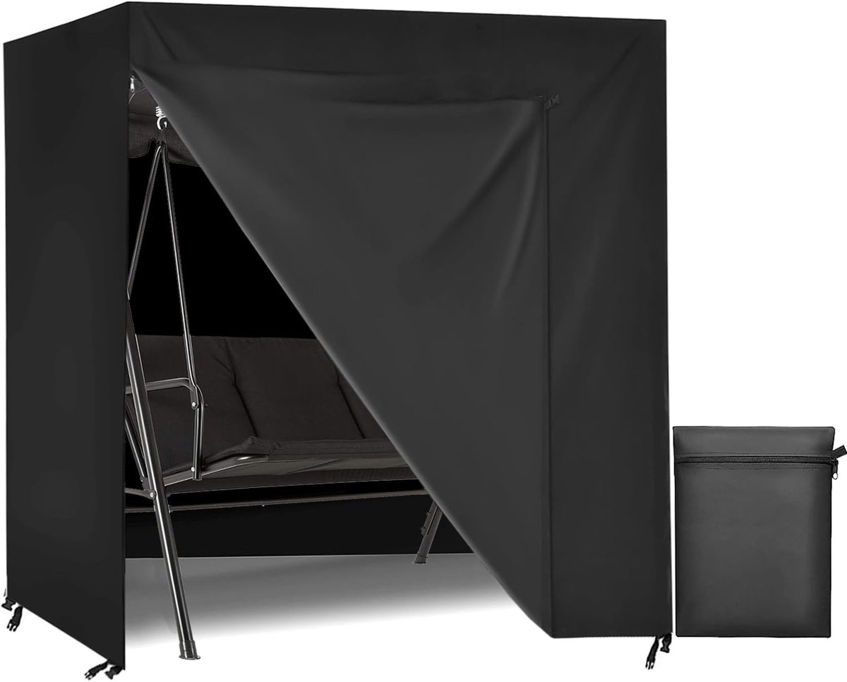 Beschermhoes voor schommelbank, 3-4 zits, waterdicht, winddicht, winterbestendig, scheurvast, 600D Oxford, voor schommelbank, tuinschommel, strandstoel (220x135x170cm)