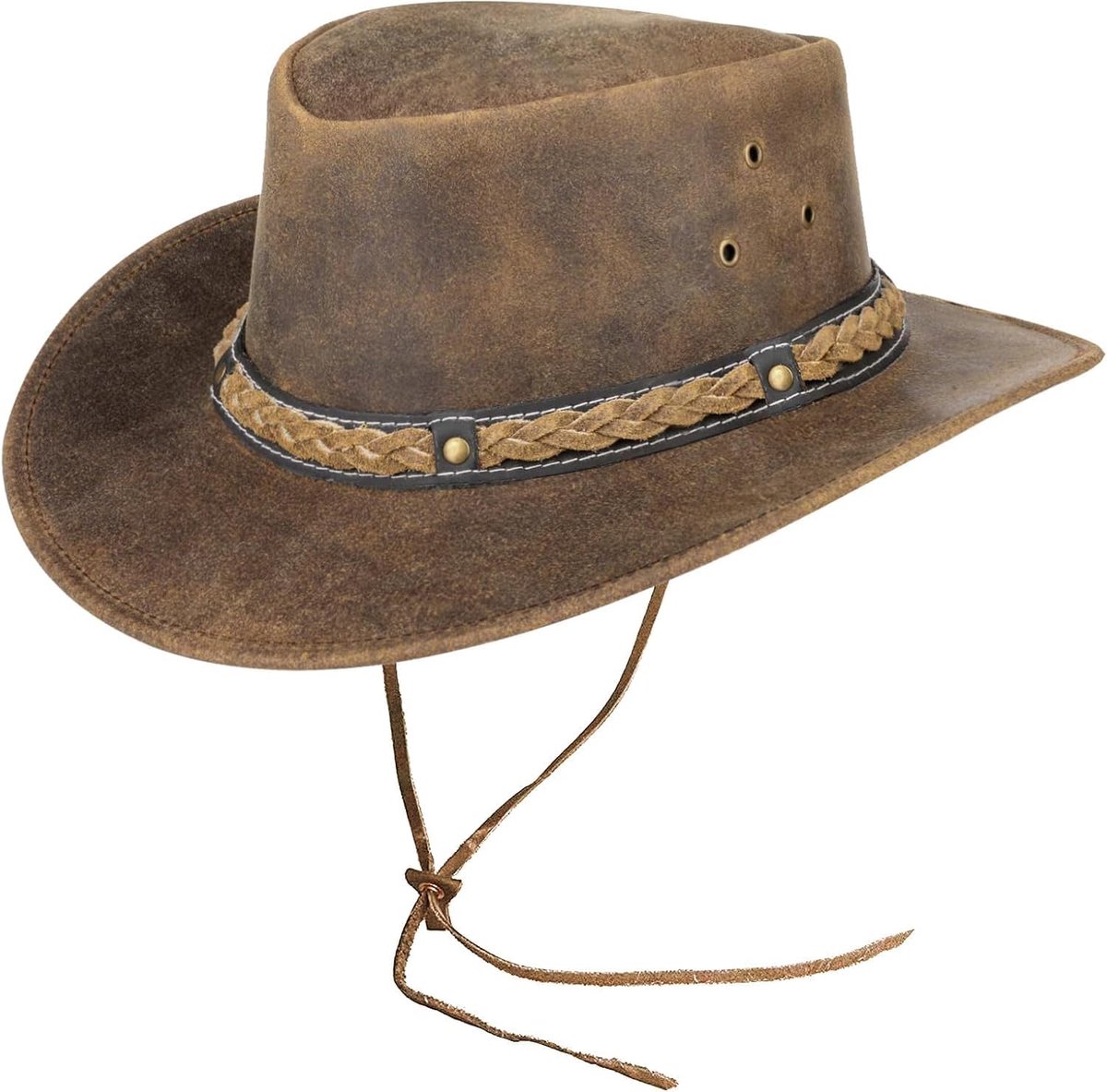 Lederen cowboyhoed voor mannen vrouwen handgemaakte lichtgewicht westerse vormbare duurzame cowgirlhoed met brede rand