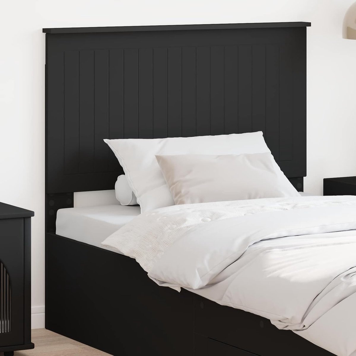 Hoofdeinde van zwart van houtmateriaal, 100 cm, voor de slaapkamer, met eenvoudig en elegant design, comfortabele rugondersteuning tijdens het lezen, gemakkelijk te gebruiken