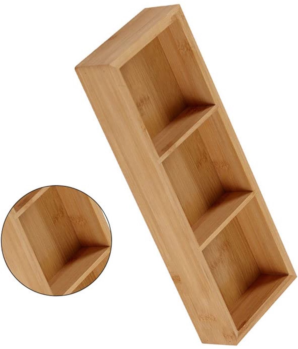 Lade Organizer - Bestekbak Hout - Bamboe Opbergbakjes - Keuken Ladeverdeler - Bureau Organizer - Badkamer Mandje - Sorteerdoos Langwerpig - Theedoos Houder - Make Up Kwasten Houder - Duurzaam Materiaal - Veelzijdige Opbergers - Houtkleur - 1 Stuk — cadeau in Cadeau-ideeën - foto 2