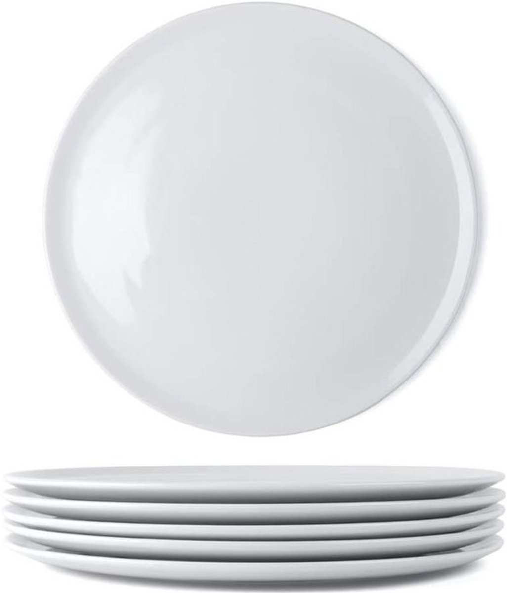 Pizza Borden Set - Porseleinen Schotels - Serveren van Pizza - Gourmet Kwaliteit - 6 stuks 31.5 cm - Wit
