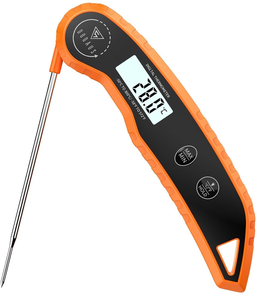 Vleesthermometer - Hittebestendig tot 300 °C - Digitaal - Antislip - Hittebestendig - Oranje