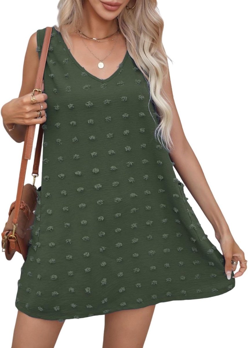 Strandjurk voor dames, cover-up badpak, cover-up, zomer, casual jurk, tankjurk, strandjurk, kant, strandtuniek, V-hals, kort, zomer, strandponcho, bikini cover-up