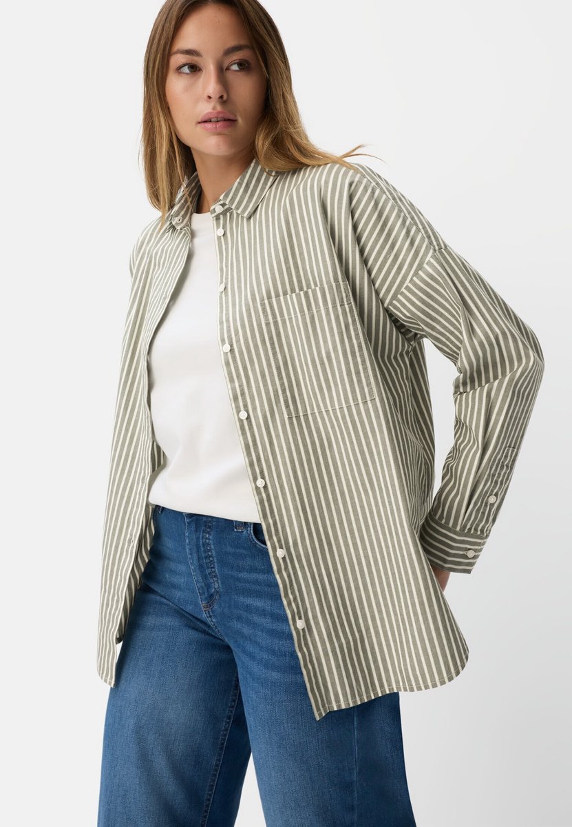 camel active Blouse met knoopsluiting - Maat womenswear-XS - Donkergroen