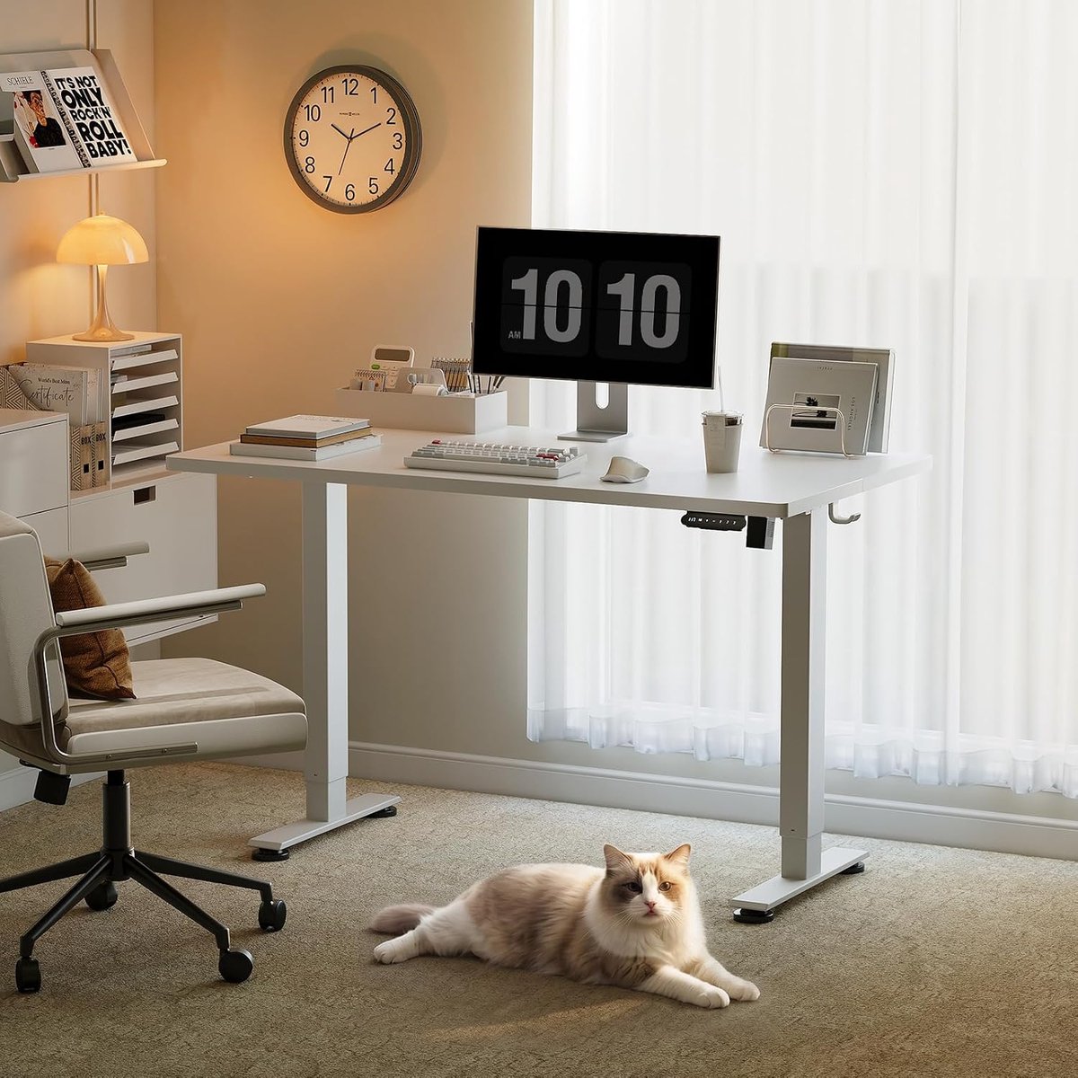 Elektrisch Bureau 120 x 60 cm – In Hoogte Verstelbaar Zit-Sta Bureau met Geheugenfunctie – Medahomestore – Wit – Elektrisch Verstelbaar Bureau voor Thuis en Kantoor