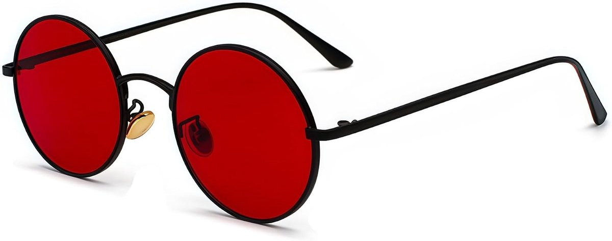 Ronde zonnebril voor heren en dames, retro jaren 90 steampunk cirkel metalen montuur bril