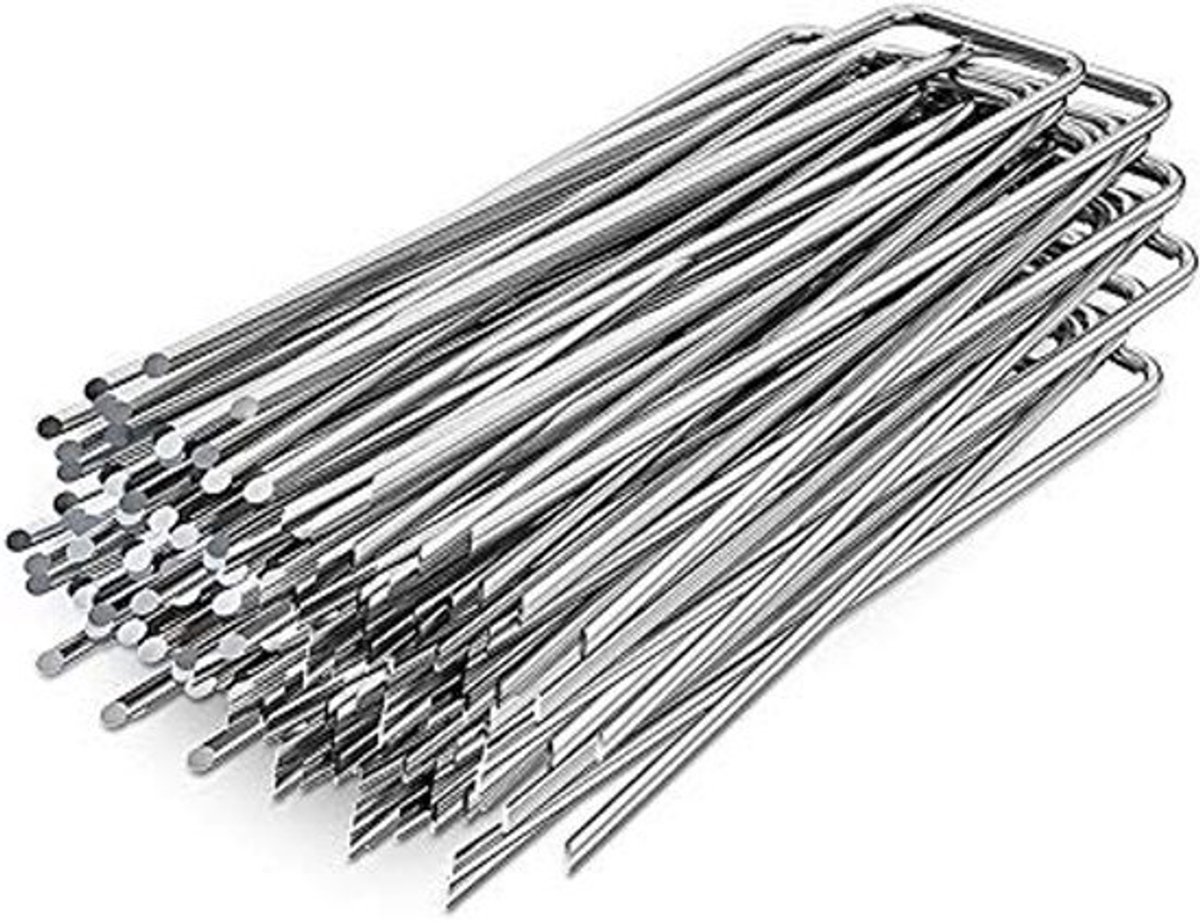 Grondankers van verzinkt staal voor tuin en camping - Set van 50 stuks - 150x30mm, Ø3mm