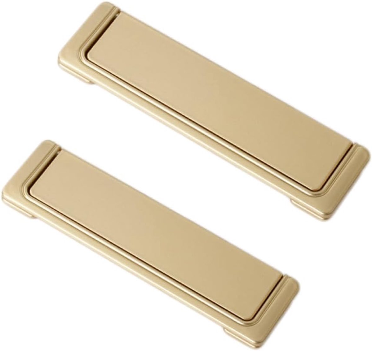 2 stuks verzonken handgrepen, gouden gatafstand van 128 mm, verborgen vierkante trekringgrepen voor kastdeuren met schroeven, geschikt voor ladekasten.