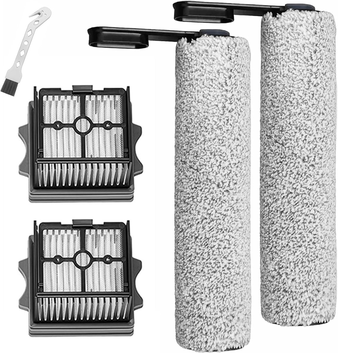 Borstelrol + filter, reserveonderdelen voor Tineco Floor One S5 Combo / S5 Combo Power Kit nat- en droogzuiger, accessoireset 2 borstelrollen + 2 filters + 1 reinigingsborstel