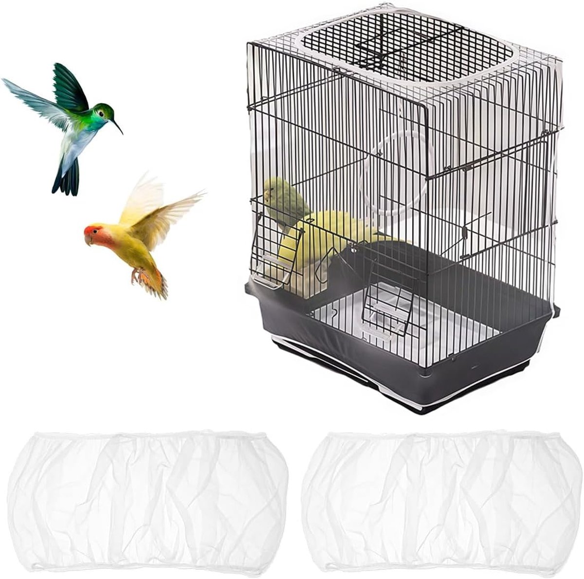 2 stuks vogelkooiafdekking, vogelkooinet, vogelkooiafdekking, universele afdekking voor vogelkooien, verstelbare papegaaien, voor vogelkooien