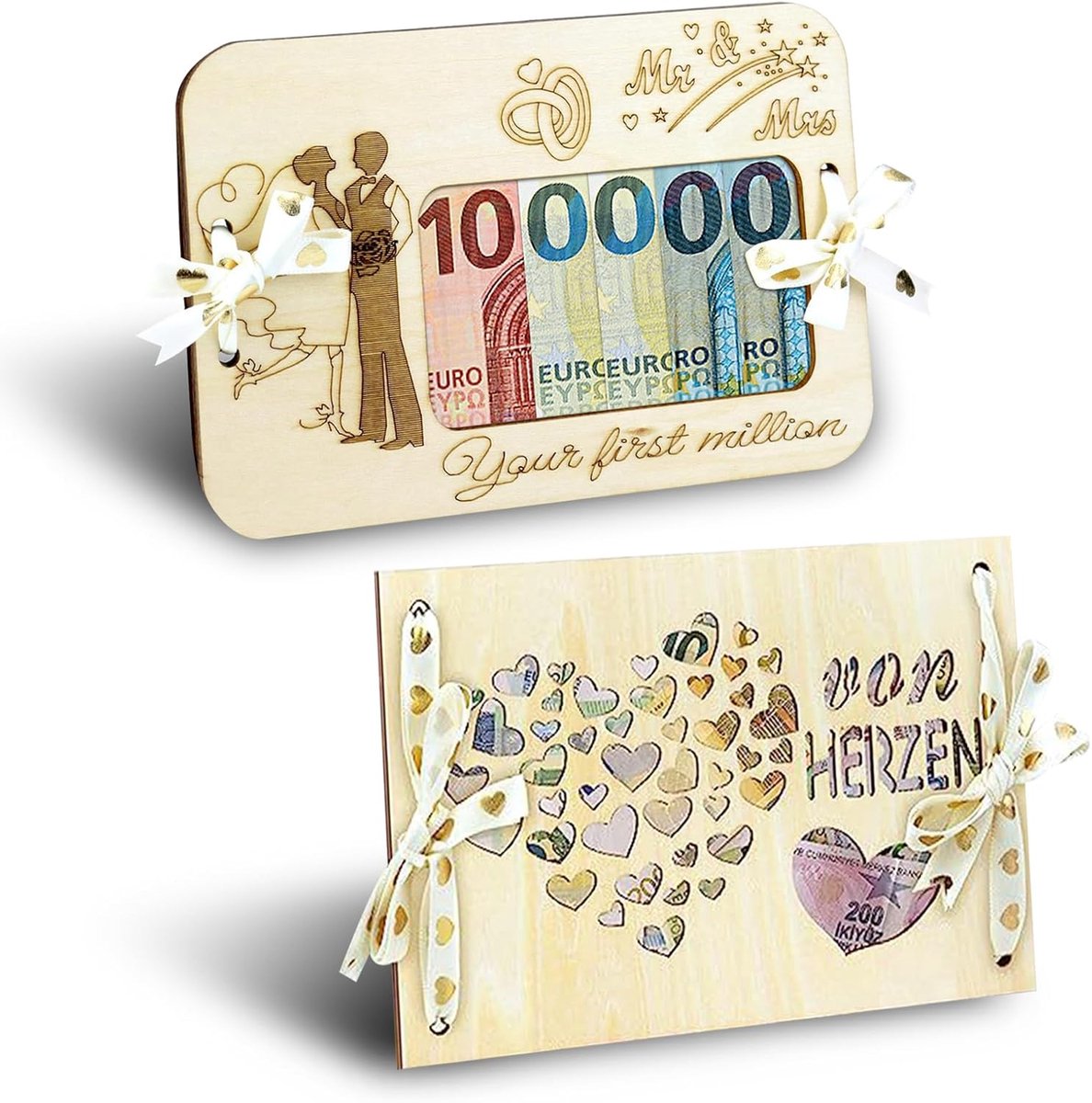 2 stuks geldgeschenk bruiloft ideeën fotolijst van hout, huwelijksgeschenken voor bruidegom, geldgeschenk, envelop huwelijkscadeau