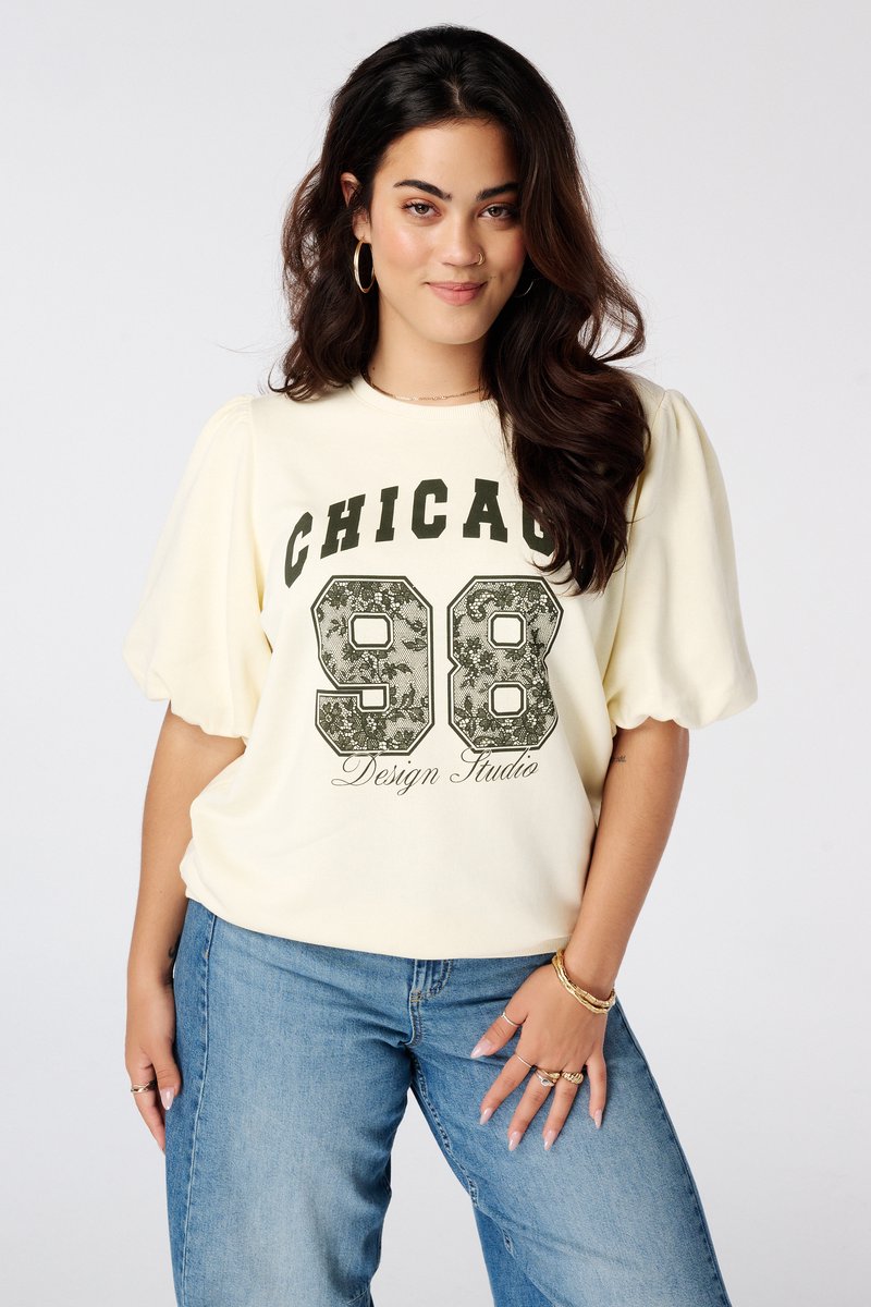 MS Mode Top Sweater met korte pofmouwen