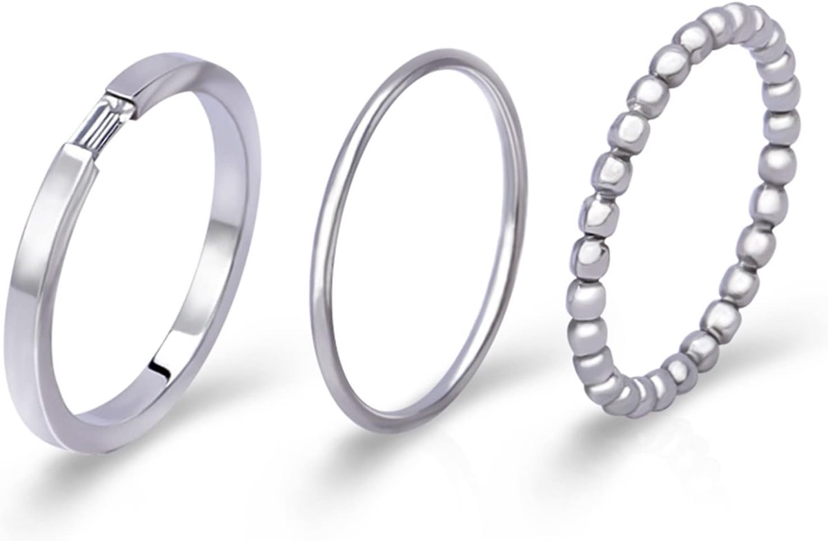 Ringen voor vrouwen roestvrij staal verlovingsring set comfort fit maat 6 tot 10