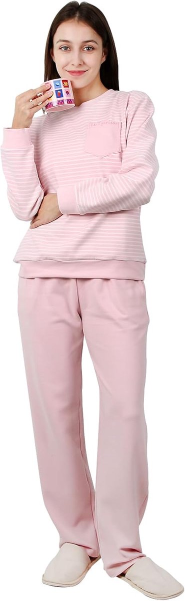 Pyjamaset voor dames, winter, lang, van zacht fleece