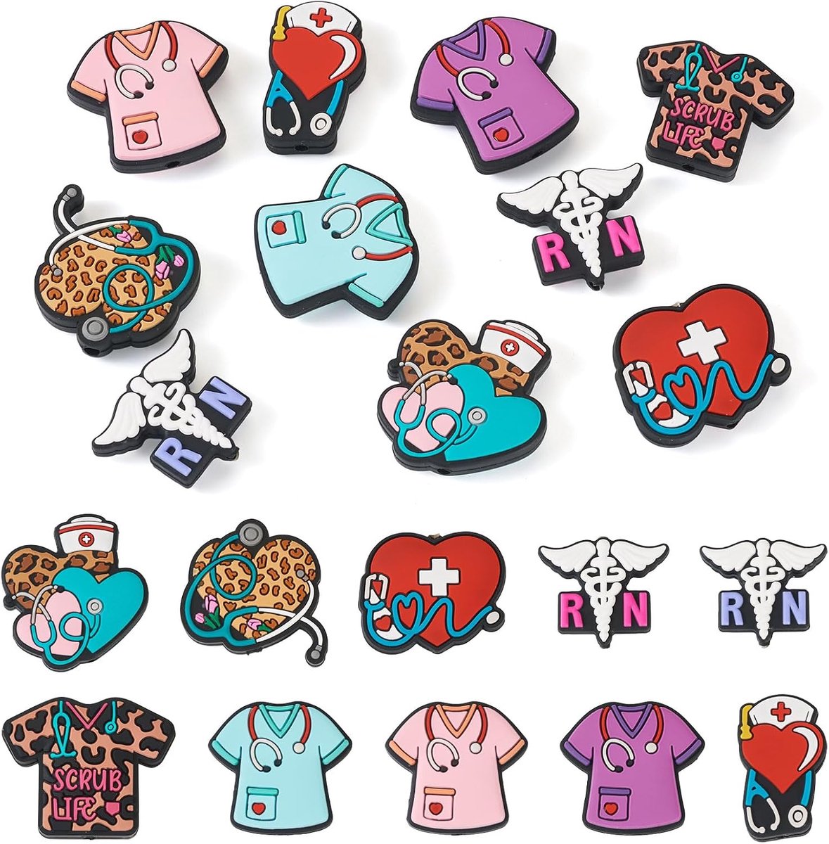 Kralen Siliconen Kleurrijke Verpleegster Kleding Stethoscoop Kralen Rubber Ziekenhuis Focal Spacer Kralen Bulk voor Ketting Sieraden Armband Earring DIY Vrouwen