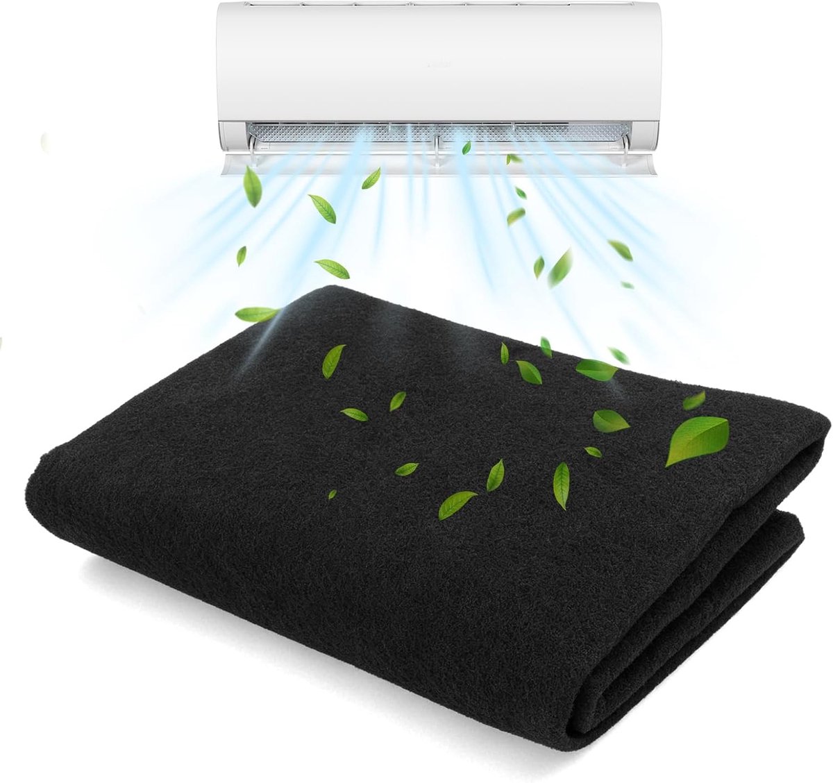 Koolfilter, op maat te snijden, 100 cm × 100 cm × 5 mm, zwarte actieve koolfiltermat, universele luchtfiltermat voor afzuigkappen en luchtreinigers (5 mm)