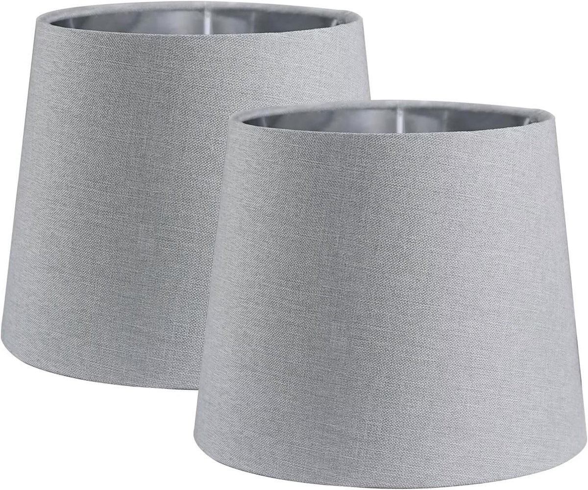 Lampenkappen 7 inch moderne taps toelopende lampenkap vervanging grijs stof eenvoudige stijl lichtschaduw met zilveren voering voor E27/E14 tafellamp/wandlamp