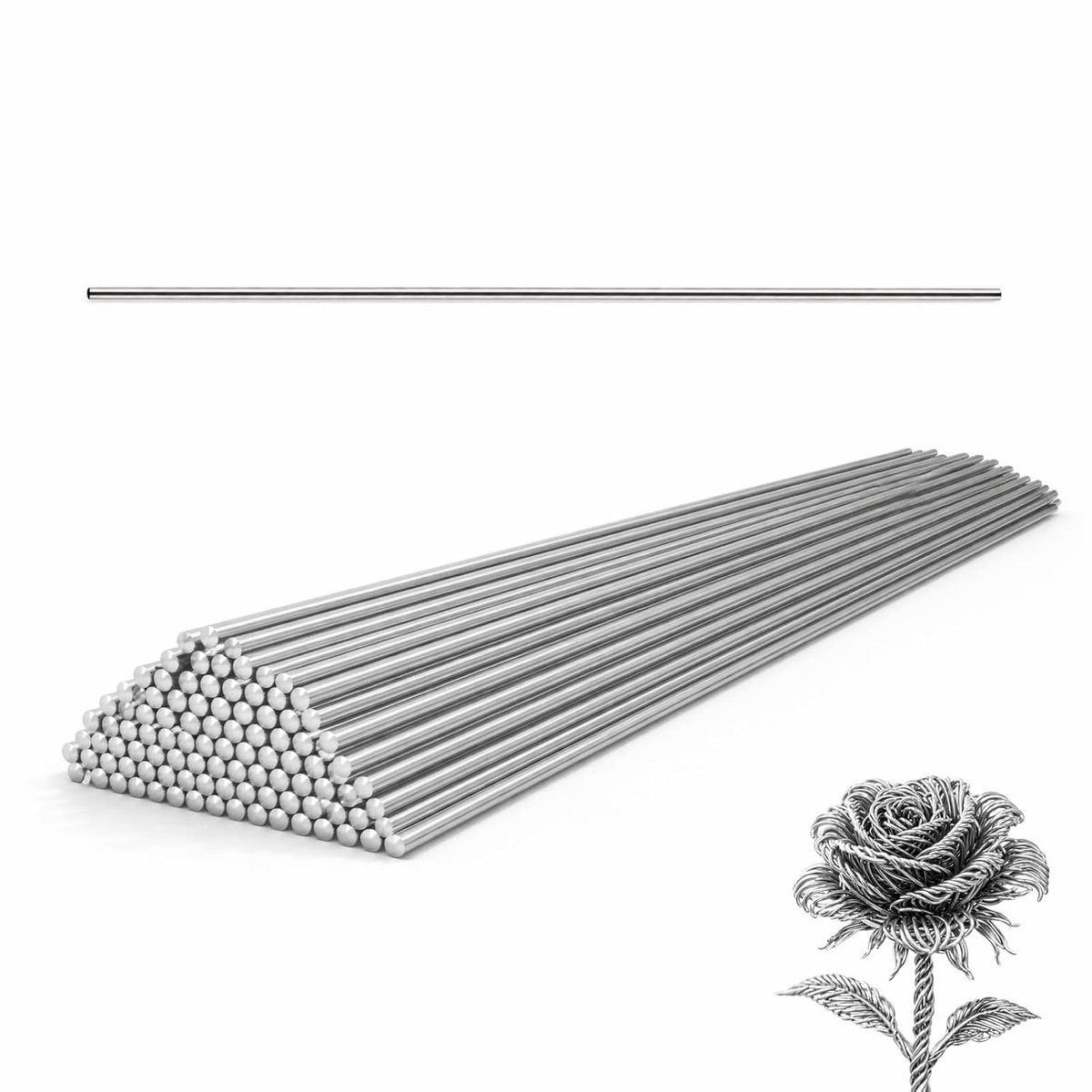 100 stuks veerdraad roestvrij staal, 0,5 x 400 mm, veerstaaldraad 0,5 mm ronde staaf voor doe-het-zelvers, modellen, vliegtuigen (0,5 x 400 mm, 100 stuks)