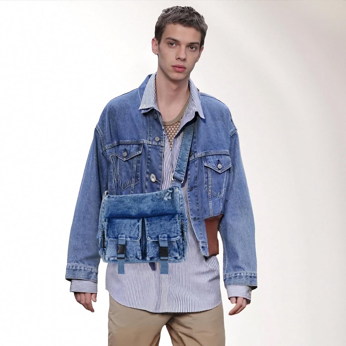 Jeanstas grote denim draagtas met binnenzakken dames jeans schoudertas grote herbruikbare shopper voor winkelen kantoor reizen