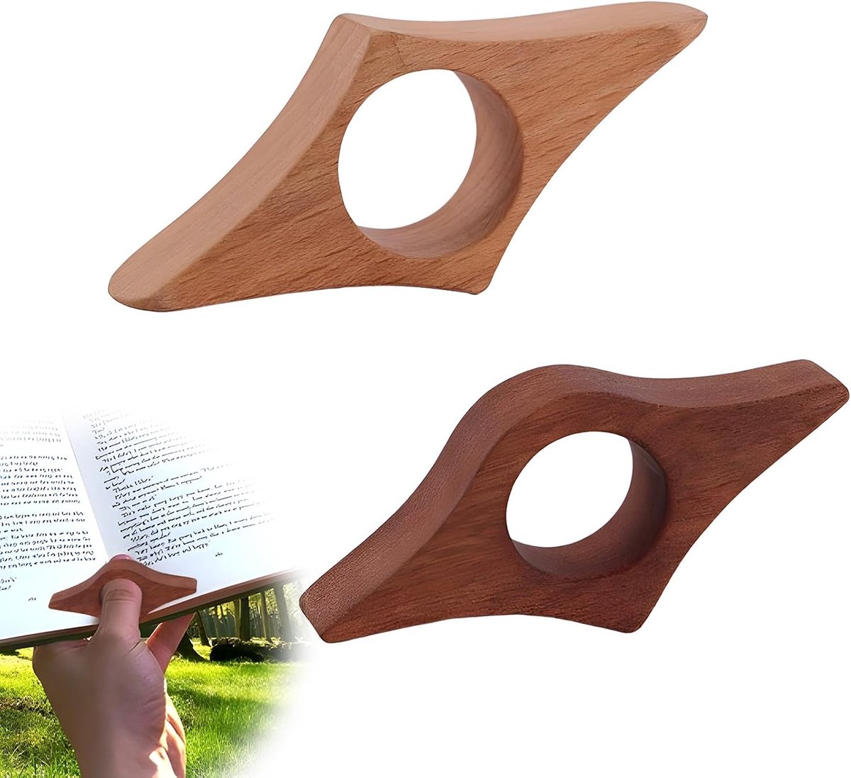 Boekpaginabouwers, htw2 stuks bladwijzers, houten boeken, zijhouder, leesaccessoires, boekaccessoires handgemaakte walnoot houten bladwijzers, geschenken voor boekenliefhebbers en docenten
