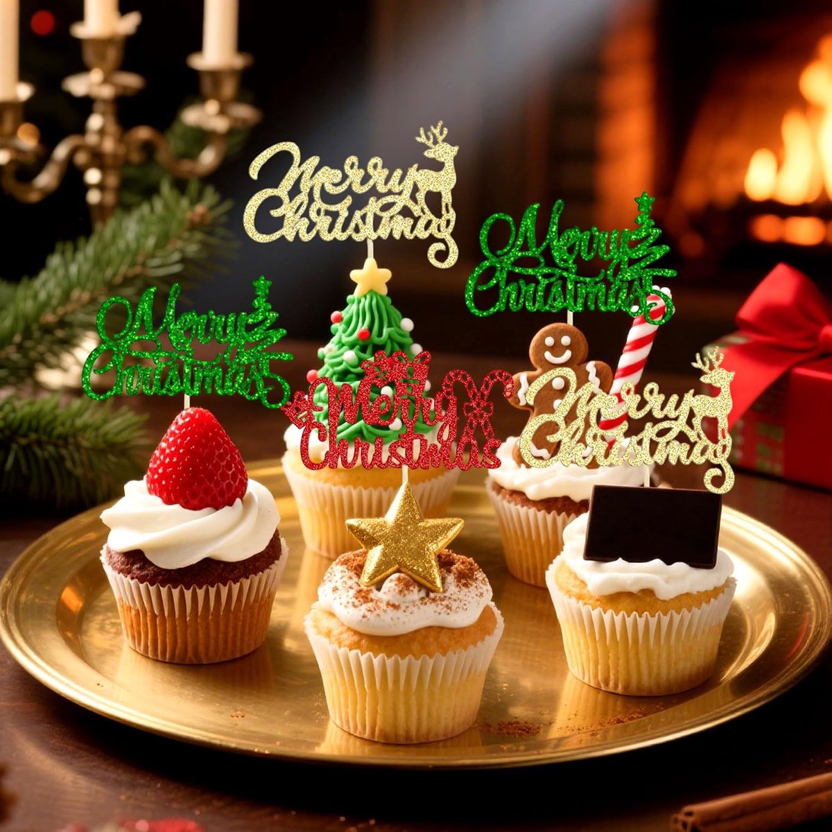 12 stukjes vrolijke kerst cupcake versieringen kerst muffin versieringen