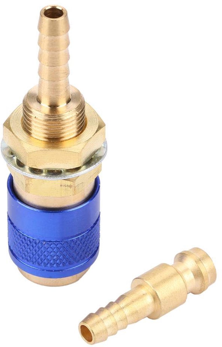 Snelkoppeling voor waterslang, M6 gas & water messing Snelkoppeling voor tuinslang Slangkoppeling voor MIG TIG lastoorts (blauw)