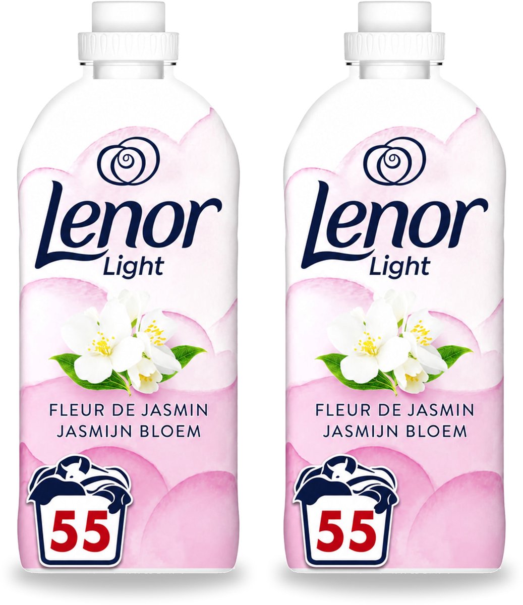 2 x Lenor Light - Wasverzachter - Jasmijnbloem - Fris & Zacht - 55 Wasbeurten - Bulkverpakking - 2 stuks