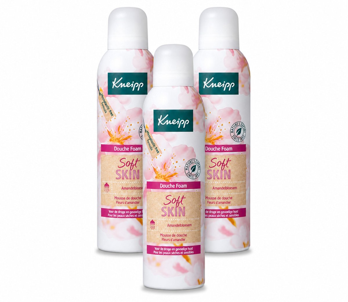 3 x Kneipp - Douche foam - Soft Skin - Voor droge en gevoelige huid - 200 ml - Voordeelverpakking - 3 stuks