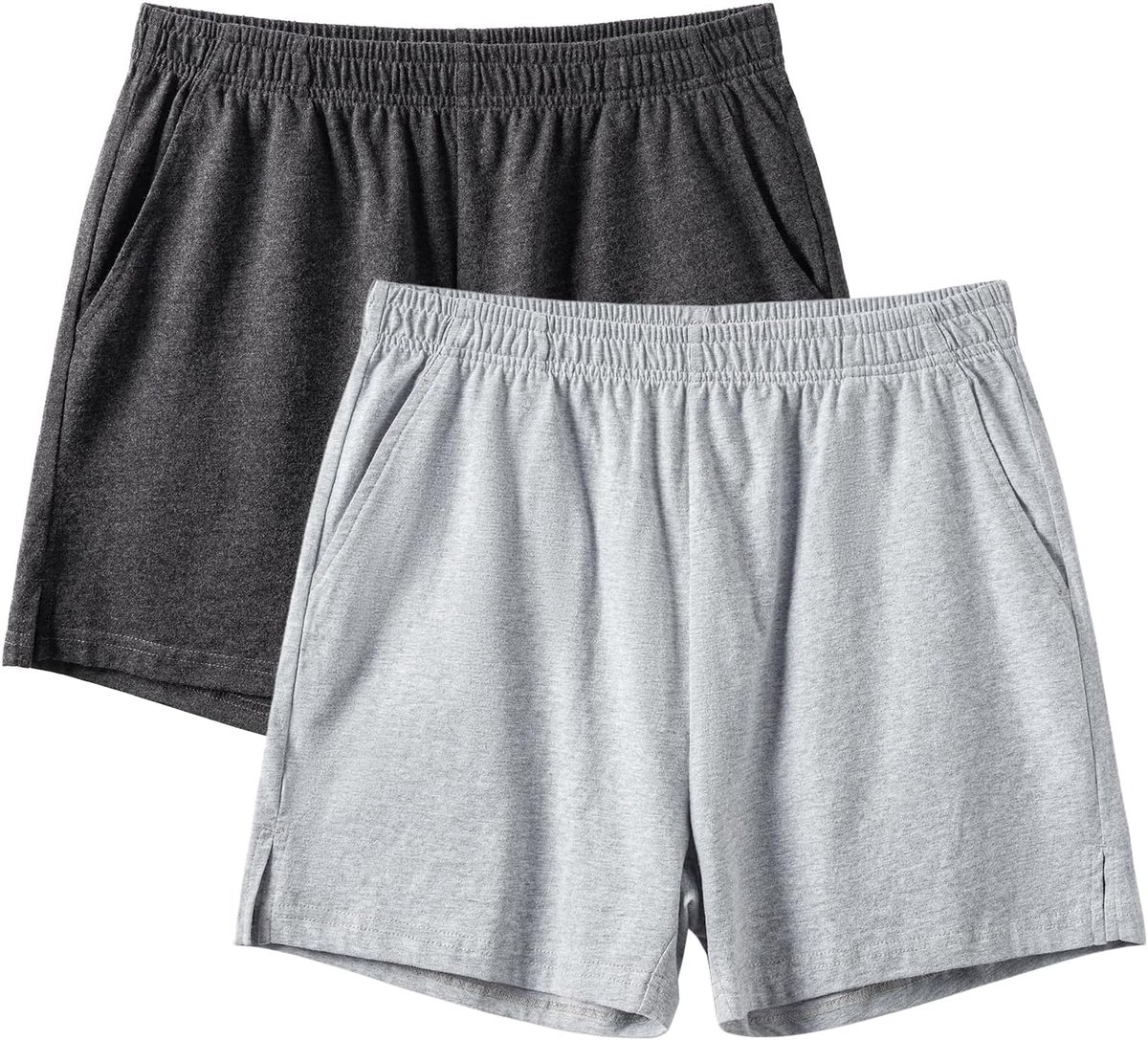 Coulee Slaapbroek voor heren, kort, katoen, 10 cm, lichte slaapshorts, korte pyjamabroek, pyjamabroek met zakken